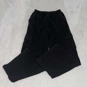 PINK VS Wide Leg Cargo Sweatpants Black Size Small
